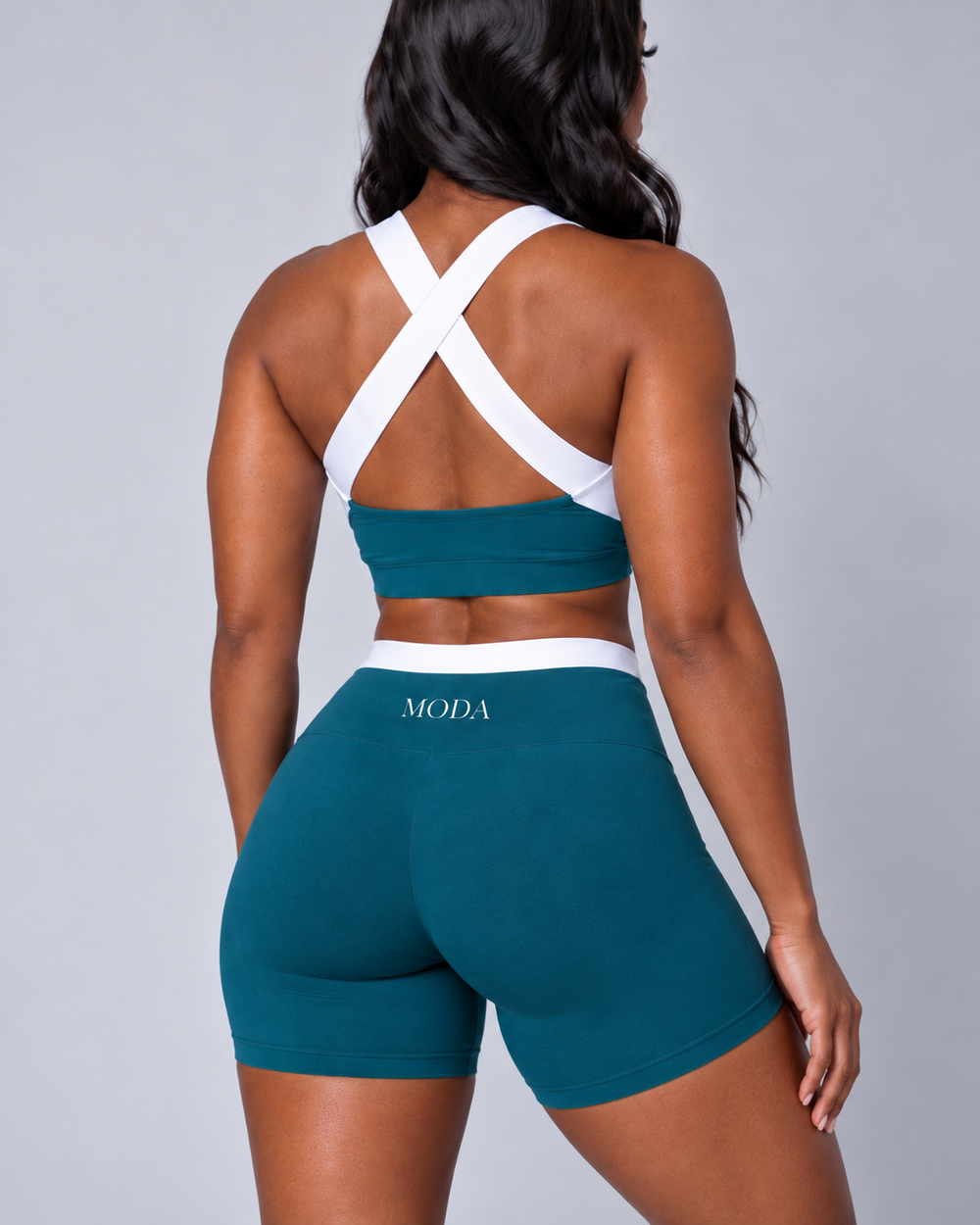 Evolve Shorts - Teal & Ivory